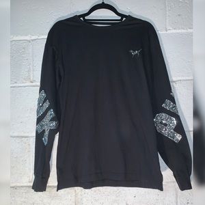 Sequined and Open Back PINK Long Sleeve Shirt!